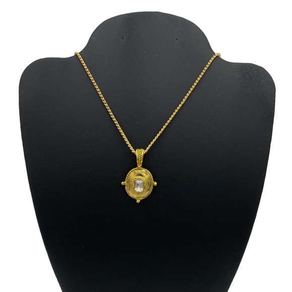 Vintage Jewelry - Vintage Gold Diamond Oval Necklace